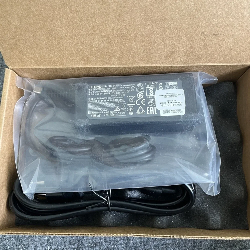 Total Micro 65W USB-C AC Adapter for‎ Dell Laptops 492-BCBI-TM